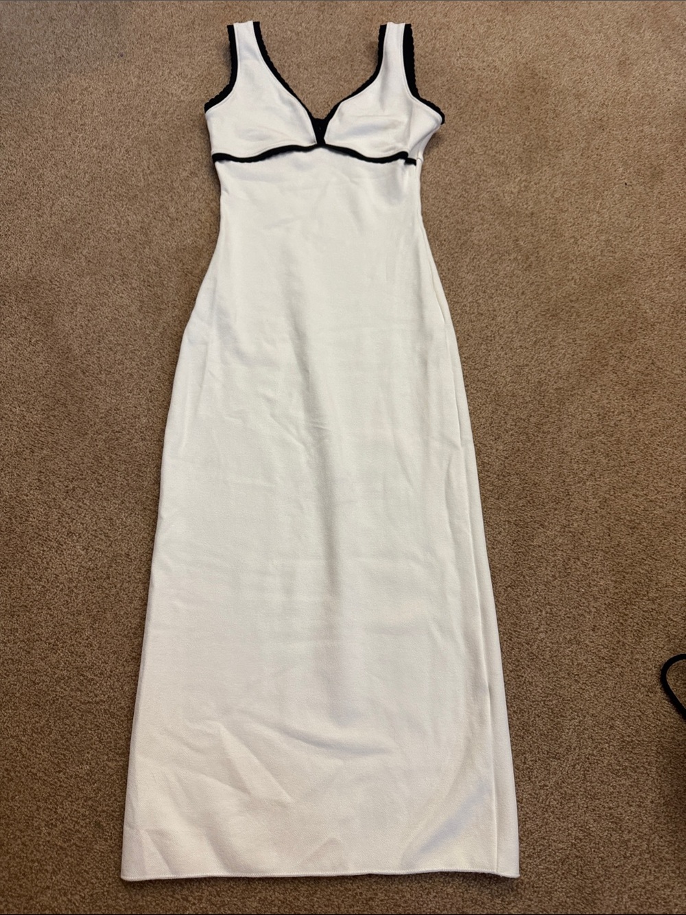 Zara White Maxi Tank Dress with Black Trim size XS